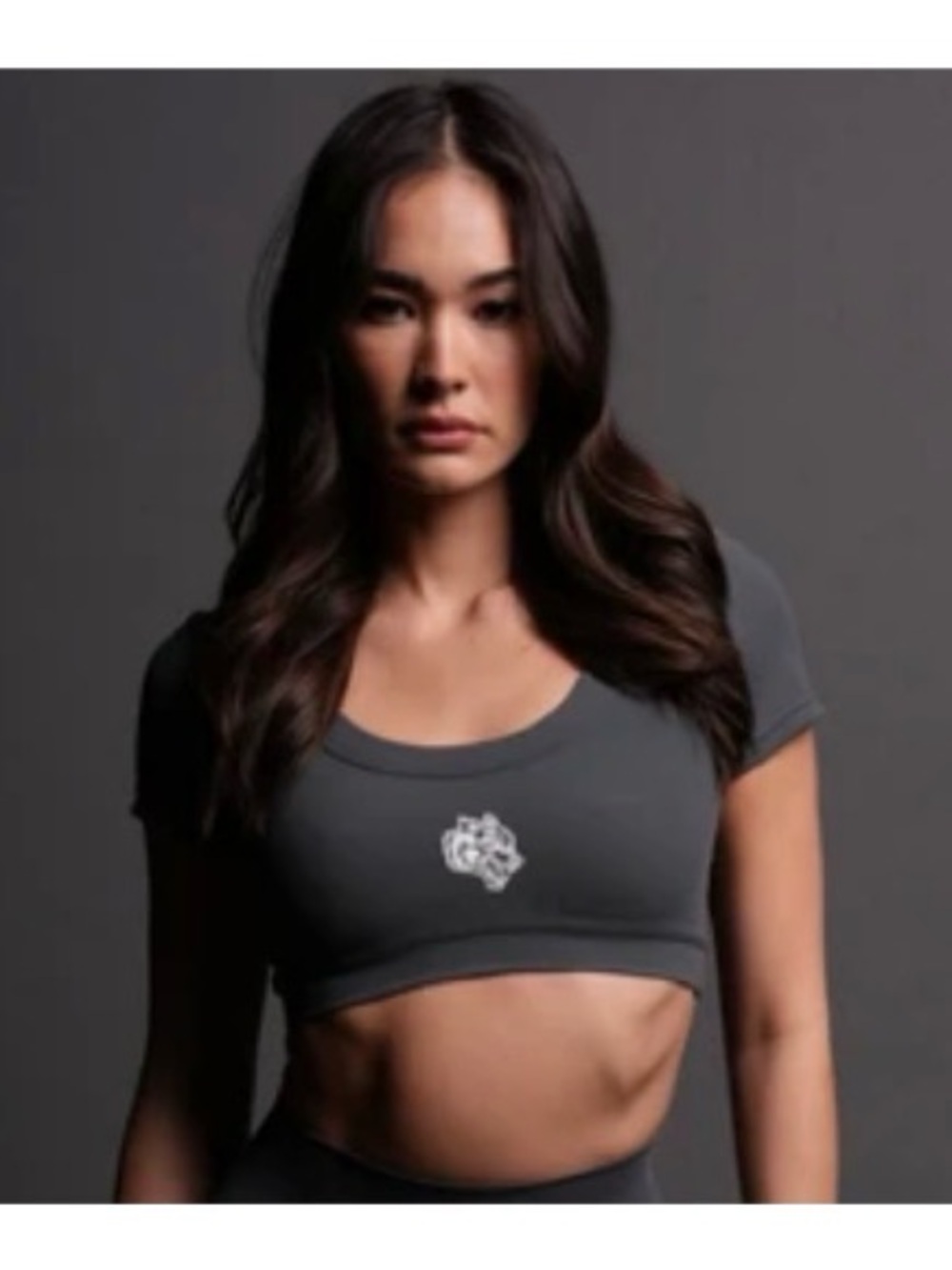 NWT DarcSport Charcoal Scoop Neck Cropped Top